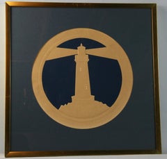 Modern Nautical Lighthouse Embossed on Hand Made Paper 1980