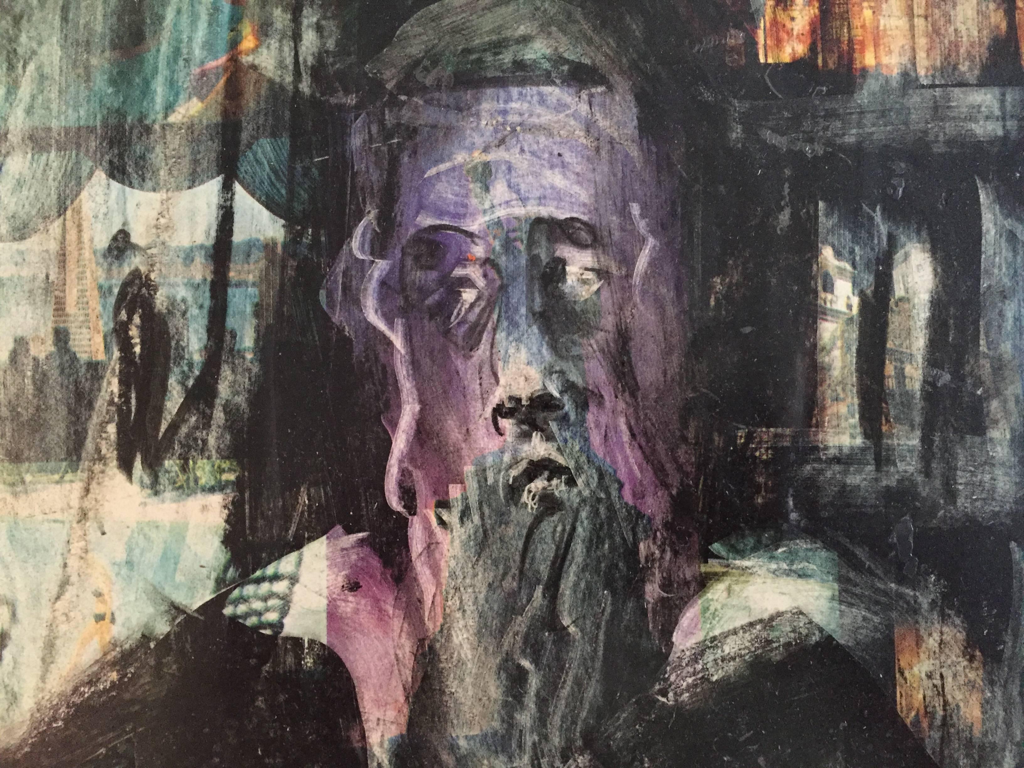 Rabino modernista Pintura en técnica mixta sobre papel de periódico Deaccesión del Museo Spertus - Mixed Media Art Moderno de Unknown
