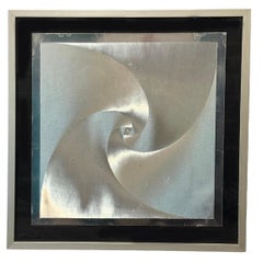 Monochromatic Spiral Reflecting Aluminium Square Artwork