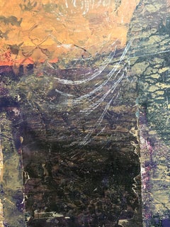 Moonscape Mixed Media Collage, Contemporary, Signed 1992, Unframed