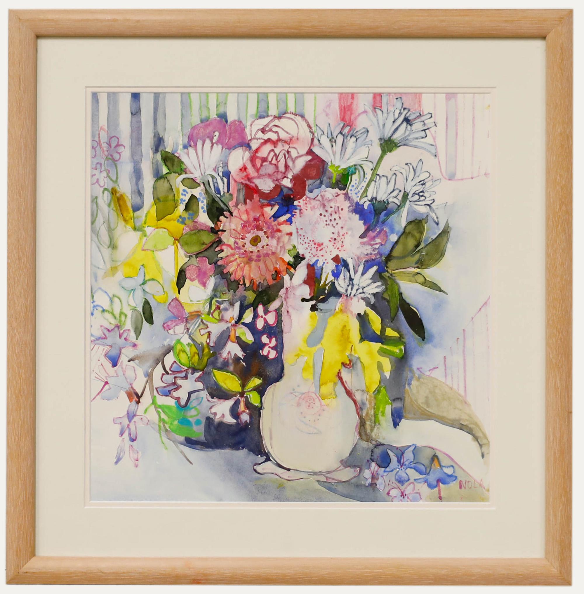 Nola Armstrong - Média mixte du 20e siècle, fleurs d'anniversaire - Mixed Media Art de Unknown