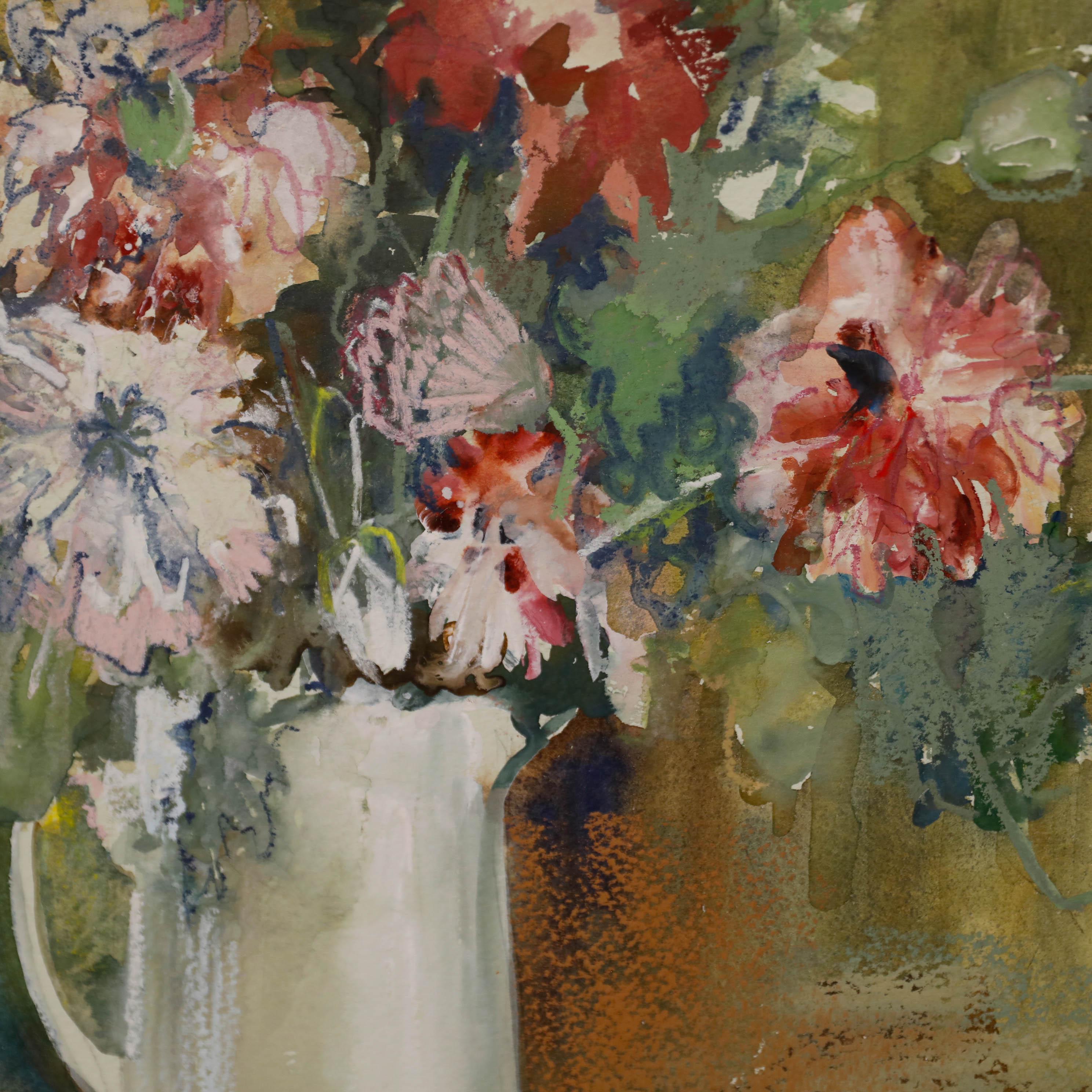 Nola Armstrong - Technique mixte du 20e siècle, cruche de poppies en vente 2