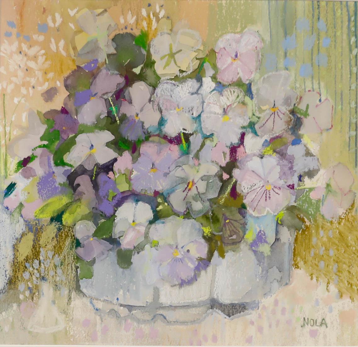 In pastel and watercolour. Signed. Presented in a gilt frame. Title inscribed on the label verso. On paper.