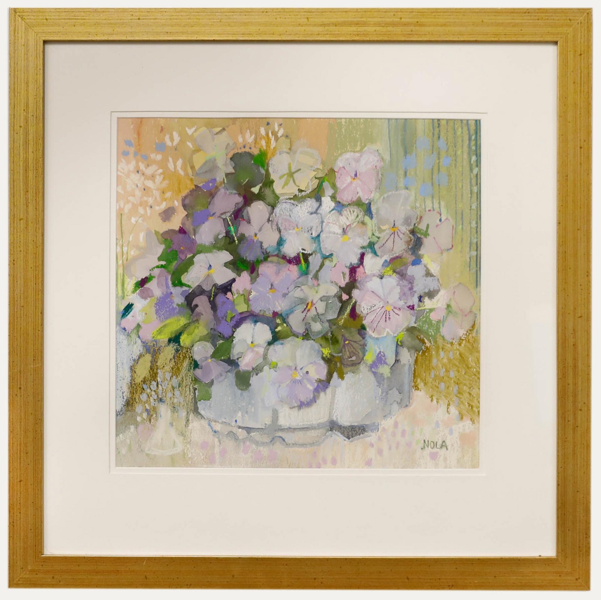 Nola Armstrong - 20th Century Mixed Media, Pansies