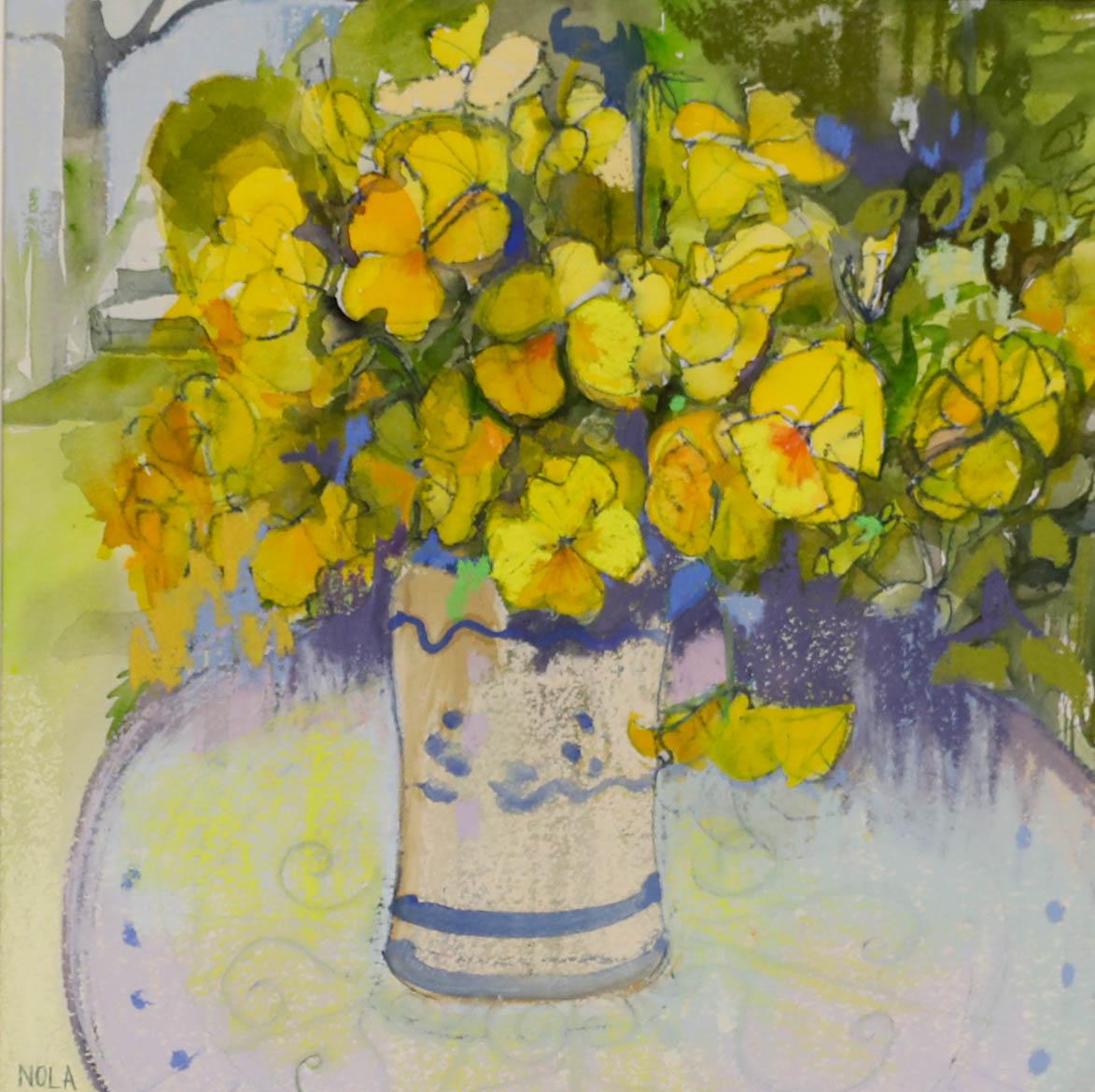 Au pastel, à la gouache et à l'aquarelle. Signé. Présenté dans un cadre doré. Titre inscrit au verso de l'étiquette. Sur le papier. 