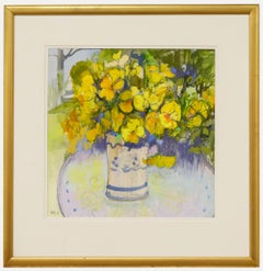 Nola Armstrong - Technique mixte du 20e siècle, Pansies dans le jardin