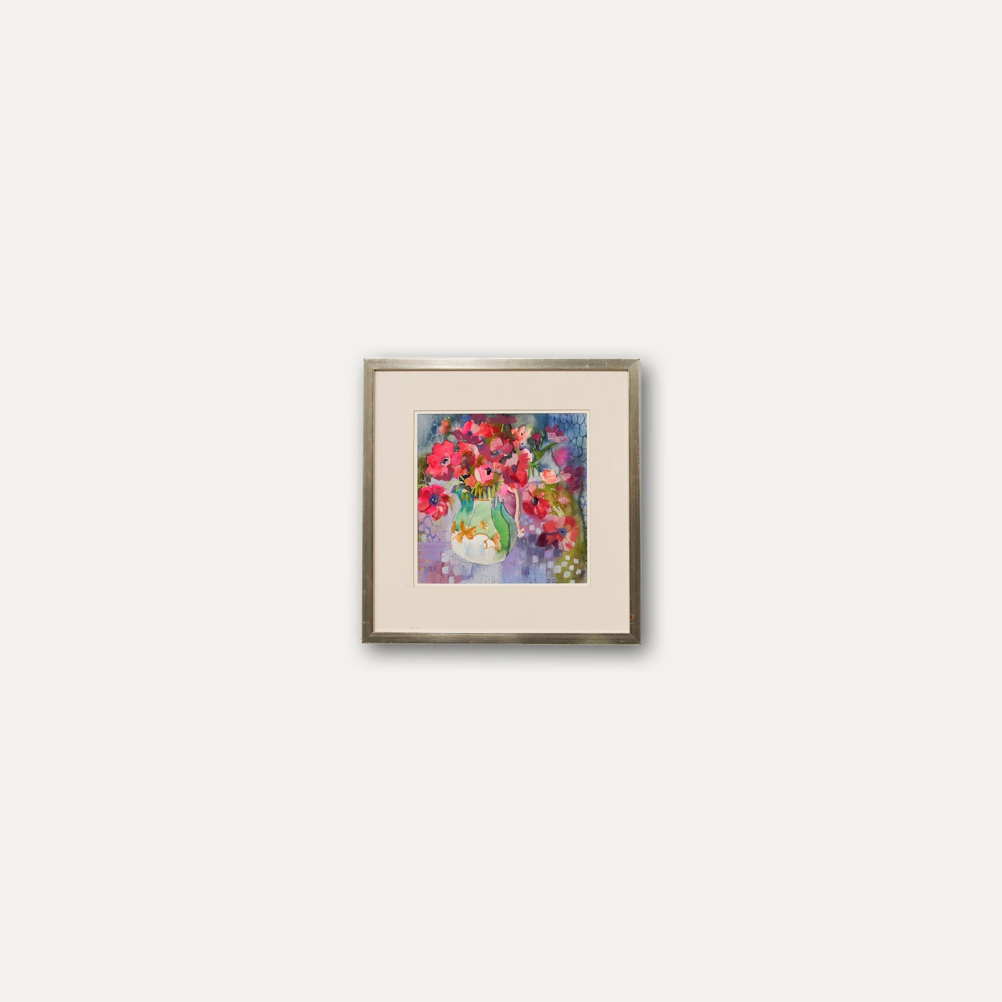 Nola Armstrong - 20e siècle Technique mixte, fleurs roses en vente 3
