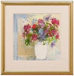 Nola Armstrong – Mixed Media des 20. Jahrhunderts, Rot und Blau