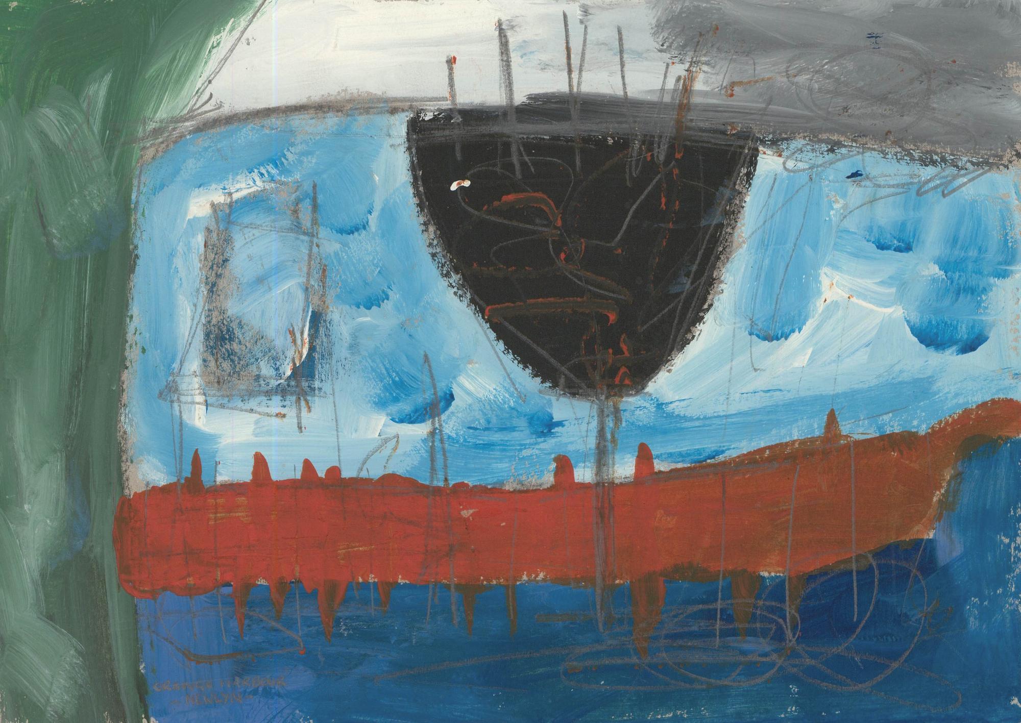 Onslow Sykes (1953-2017) - Newlyn School Mixed Media, Orange Harbour - Impressionnisme abstrait Mixed Media Art par Unknown