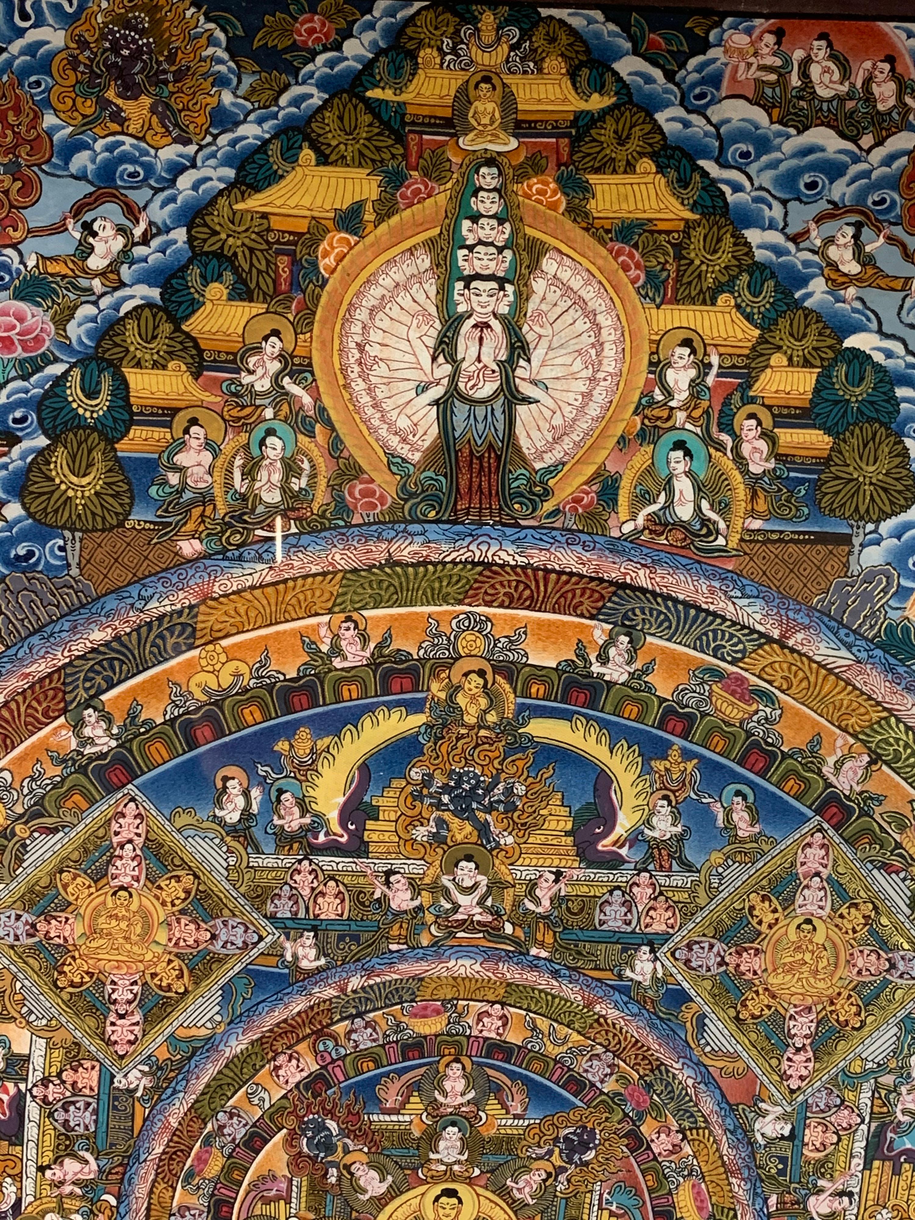 original Mandala Thangka on Canvas For Sale 5