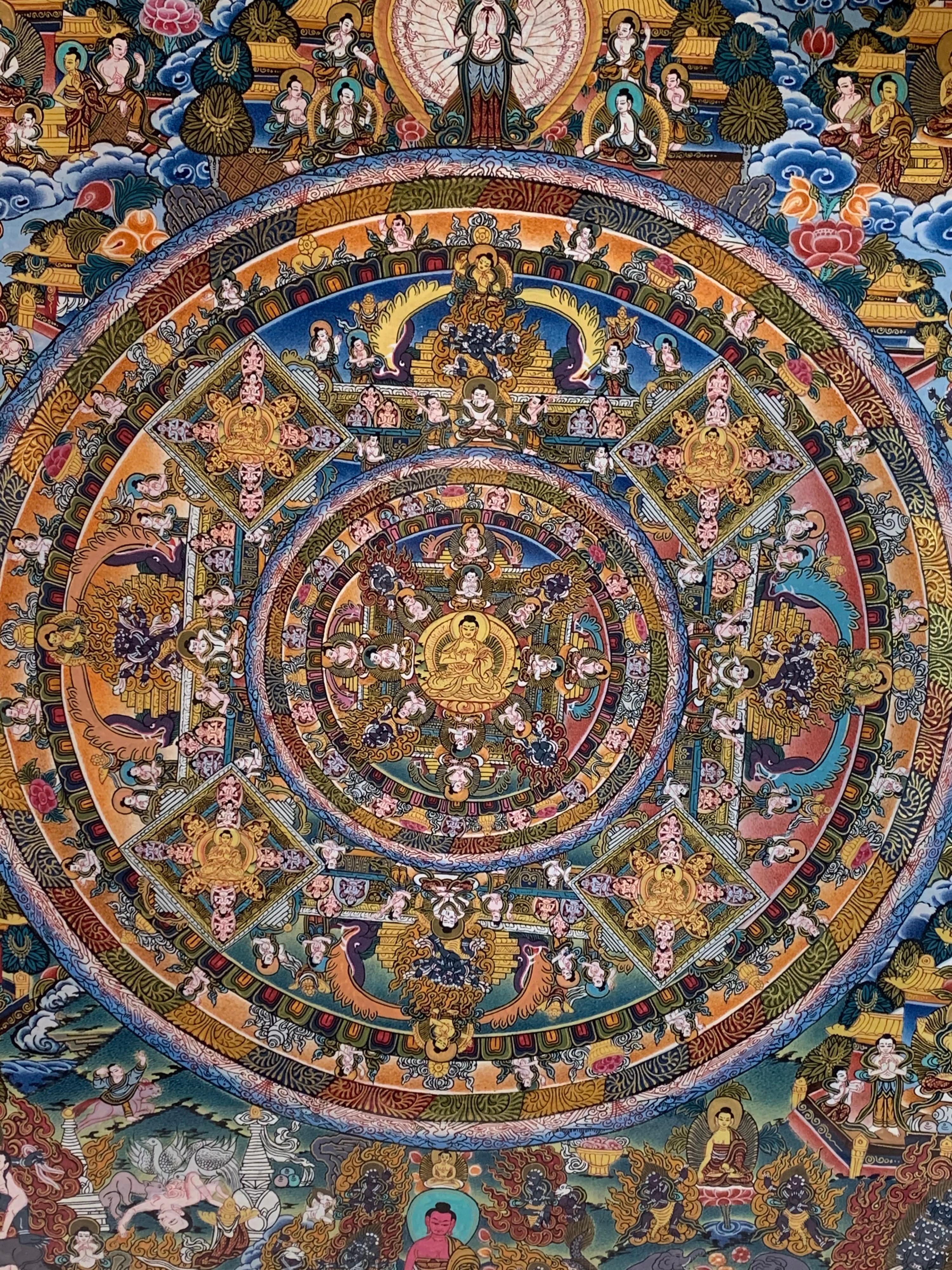 Thangka Mandala originale sur toile en vente 1