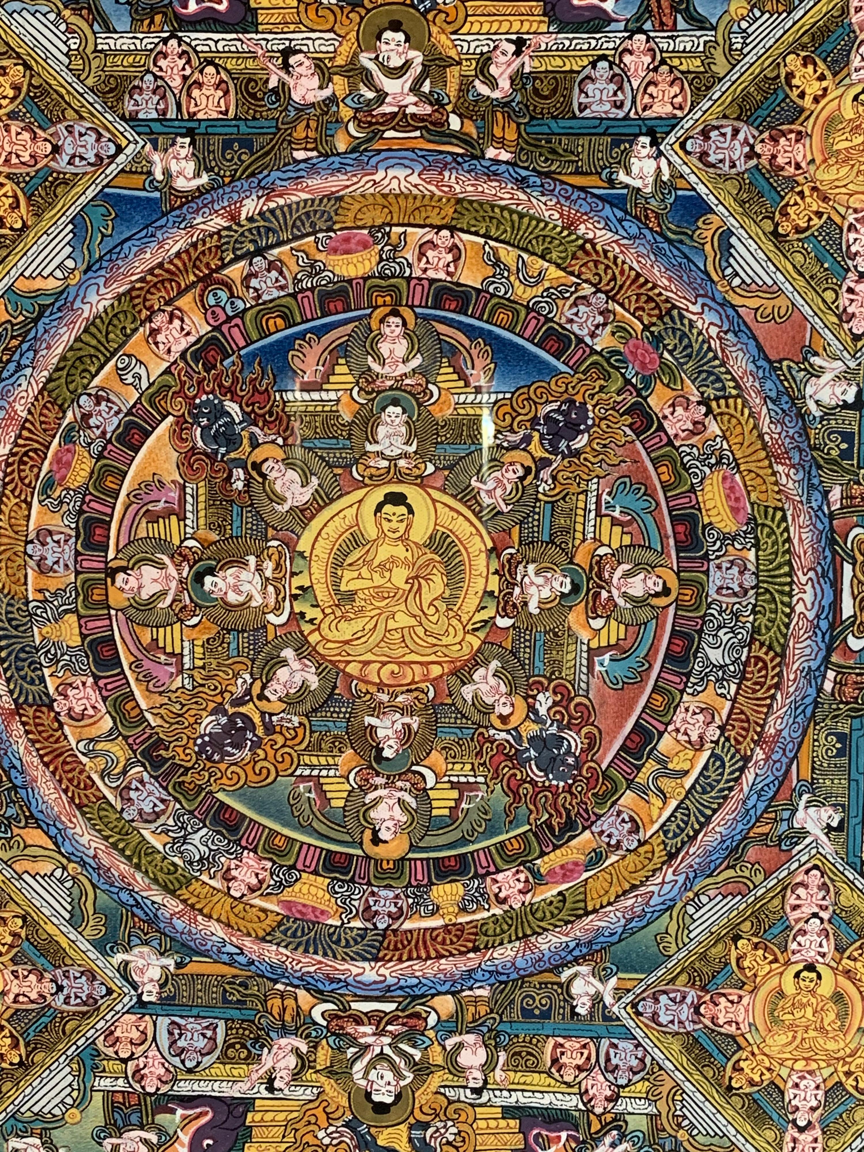 Thangka Mandala originale sur toile en vente 2