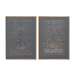 Pair of Chinese Silk Brocade Chair Panels