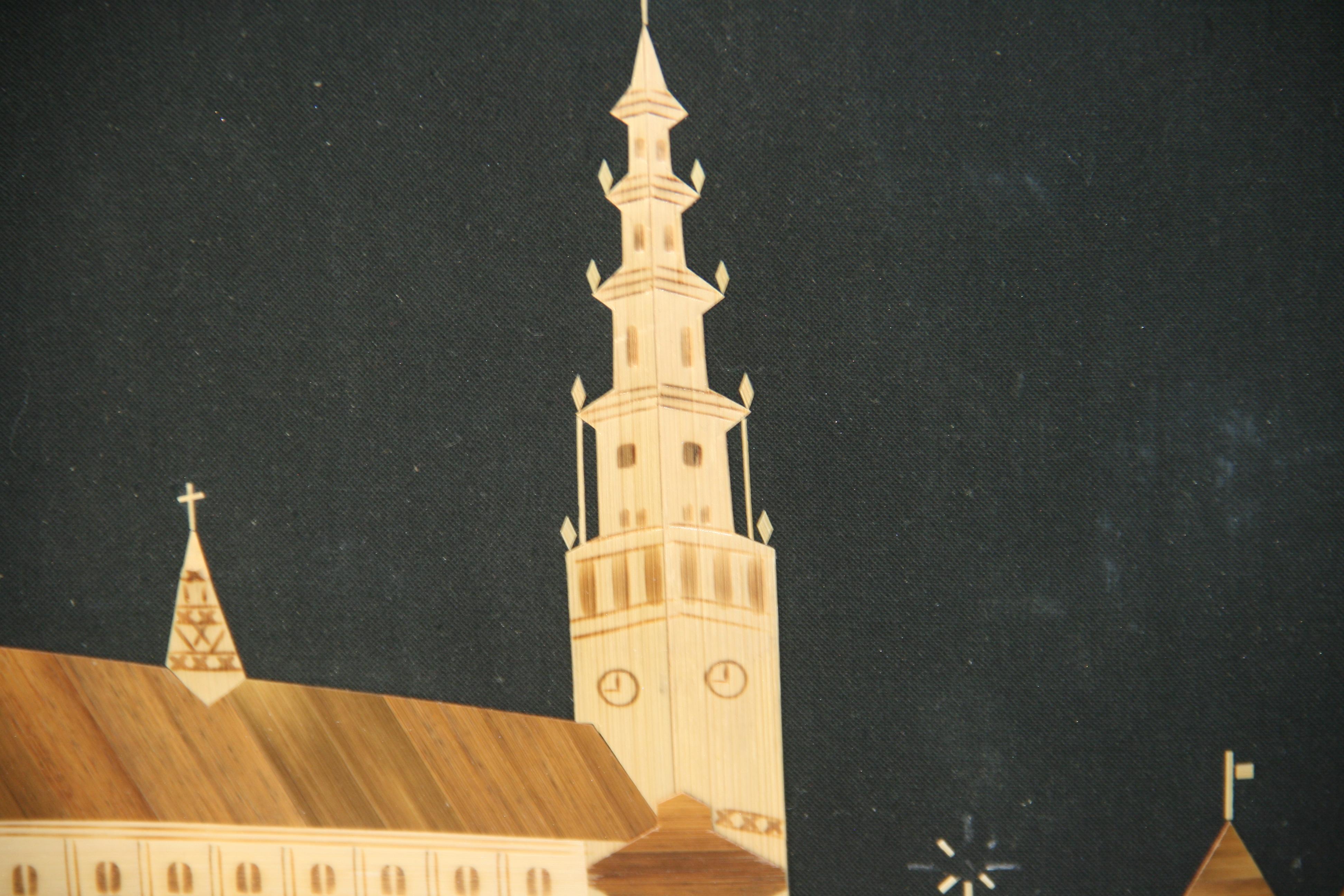 Iglesia polaca de la Virgen Negra Collage de chapa de madera en venta 1