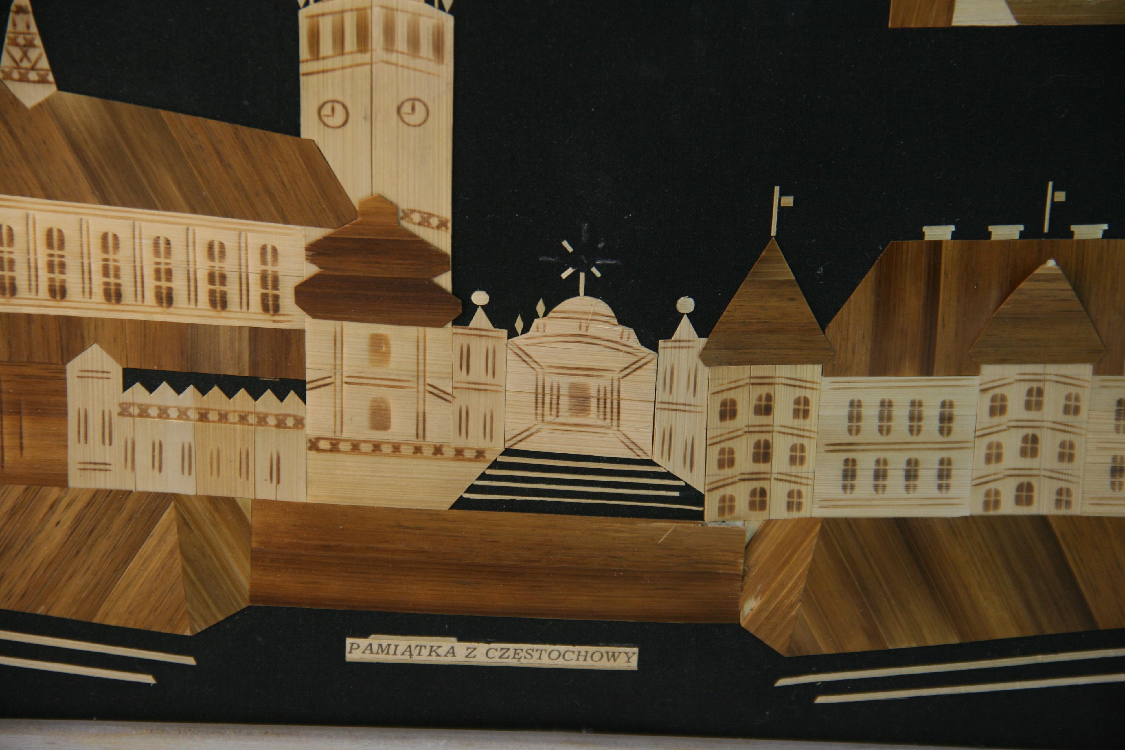 Iglesia polaca de la Virgen Negra Collage de chapa de madera en venta 3