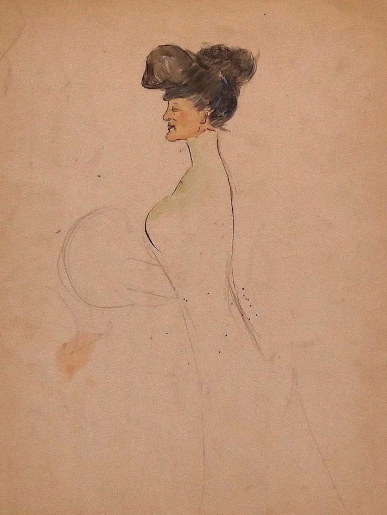 Portrait - Original Mixed Media Drawing - 19th Century - Mixed Media Art by Unknown