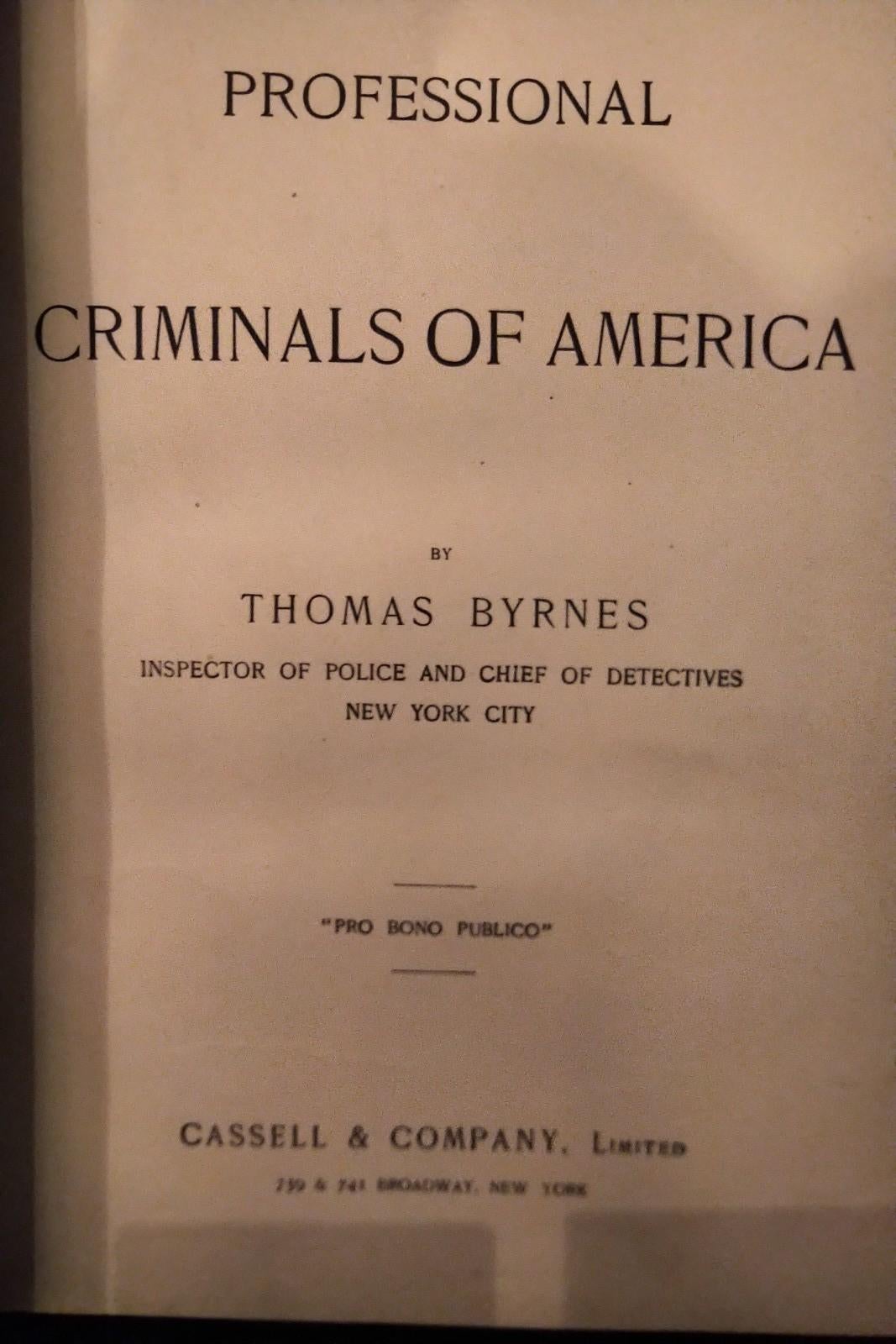 Professional Criminals of America - Thomas Byrnes - 1886 - VERY RARE 7