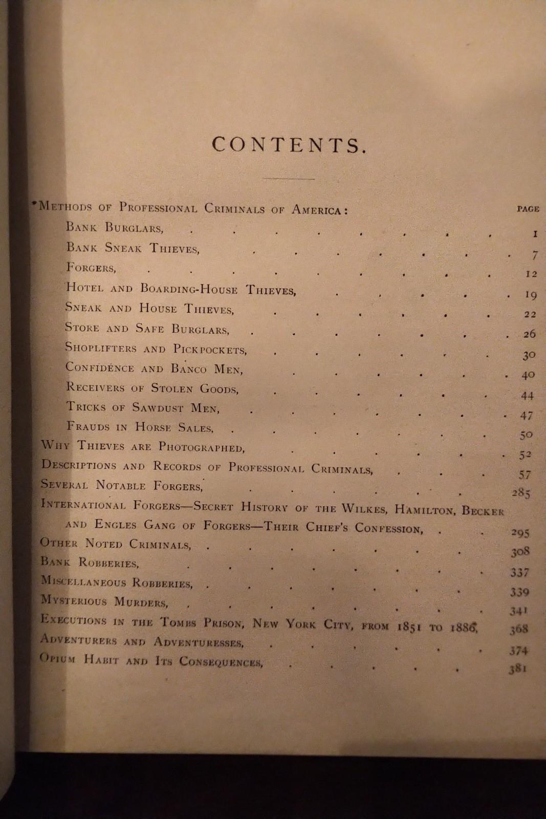 Professional Criminals of America - Thomas Byrnes - 1886 - VERY RARE 10