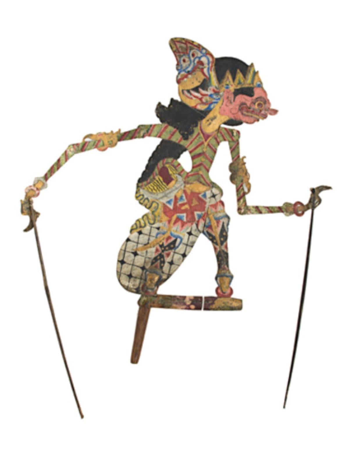 Puppet (flat), round eyes, pink face Wayang Klitik, 19th C