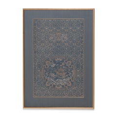 Qing-Dynasty Silk Brocade Chair Panel with Pagoda & Crane