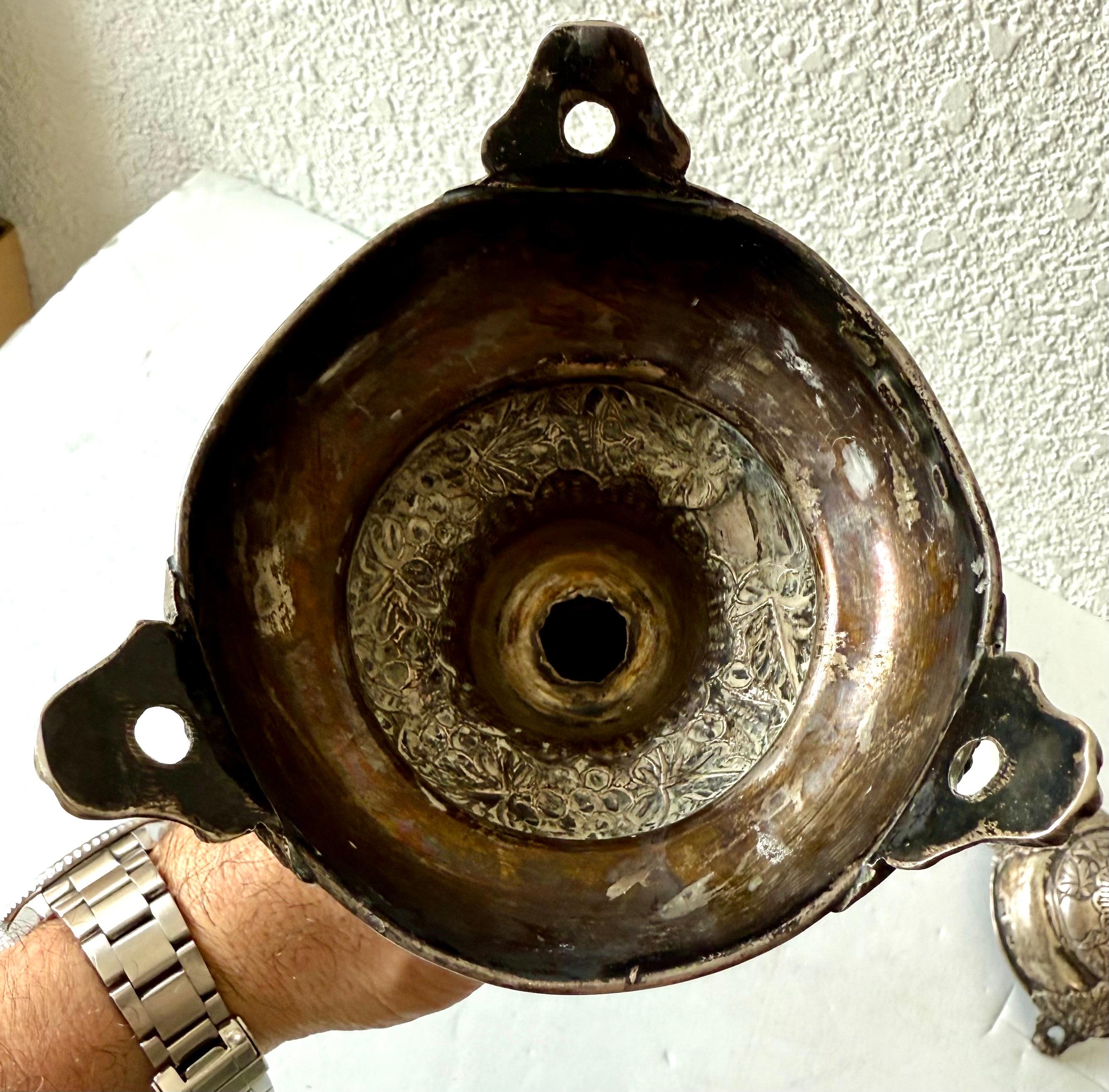 Seltene antike Silber Judaica Shabbat-Kerzenständer aus dem 19. Jahrhundert, polnisch-russisch, Szekman im Angebot 13
