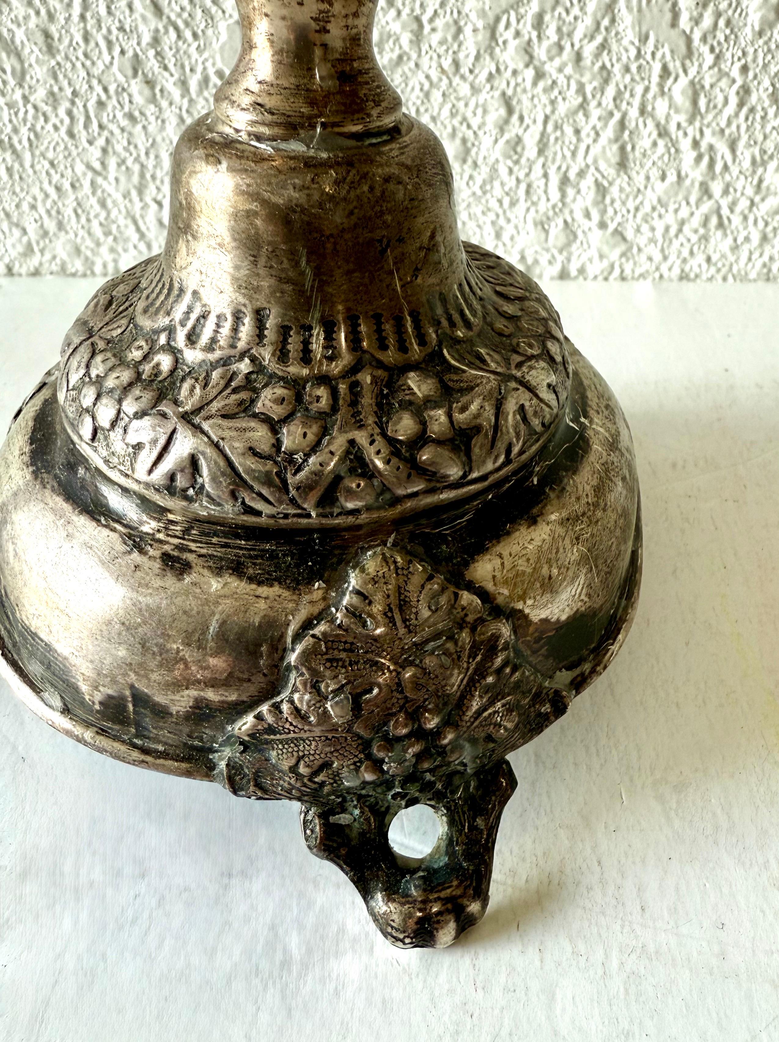 Seltene antike Silber Judaica Shabbat-Kerzenständer aus dem 19. Jahrhundert, polnisch-russisch, Szekman im Angebot 14
