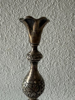 Rare 19th C. Antique Silver Judaica Shabbat Candlesticks Polish Russian, Szekman