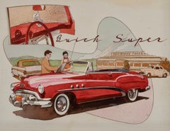 Roter Buick Super – Illustration der antiken Automotive-Stempelserie