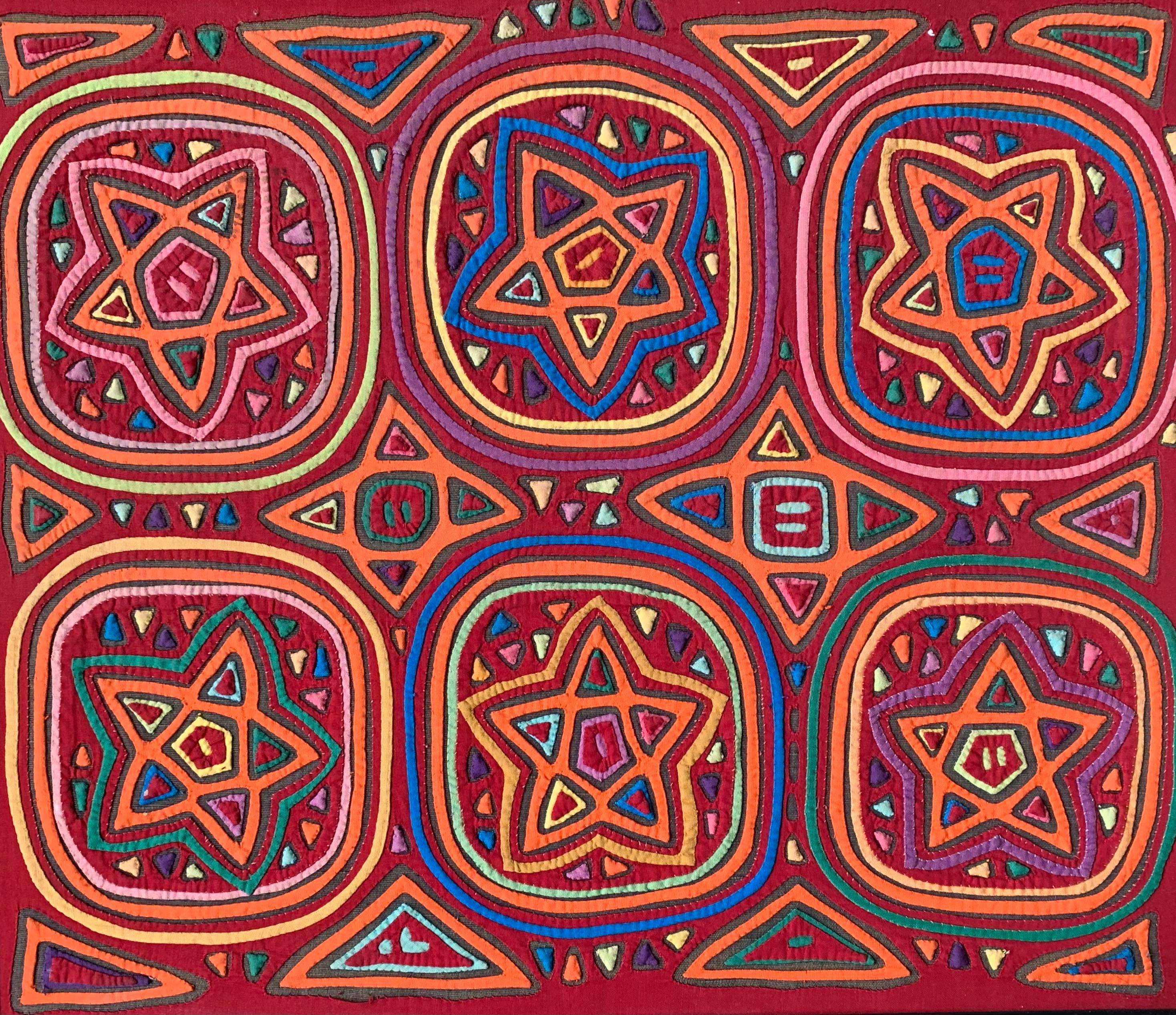 Reverse Applique Fabric Mola Depicting Starfish - Art by Unknown