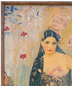 "Romeria del Encuentro" Abstract Figurative Manipulated Poster with Spanish Lady