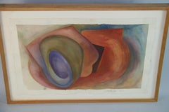 Œuvre d'art en techniques mixtes « Rose Aqua Color Forms », encadrée, années 1980