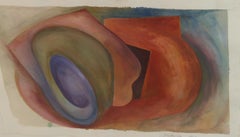 Œuvre d'art en techniques mixtes « Rose Aqua Color Forms », encadrée, années 1980