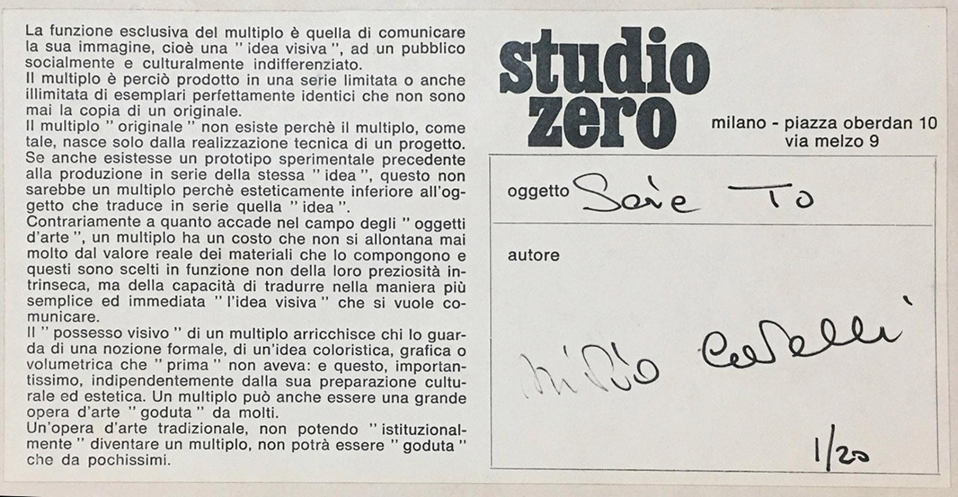 TO SERIES - Multiple 1/20 Studio Zero Milan Italy 1970 For Sale 2