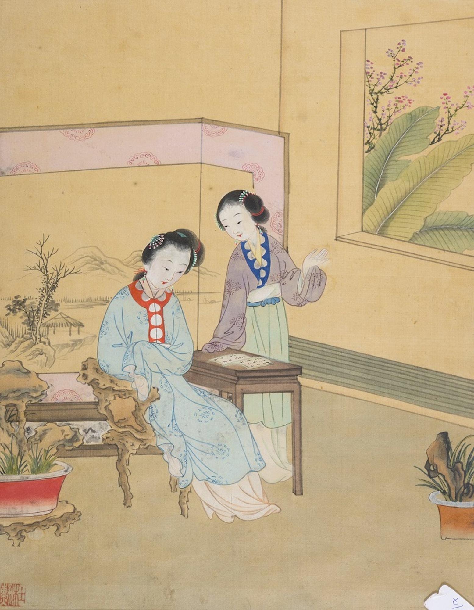 Seven Works Representing traditional Chinese Beauties - Mixed Media Early 1900 1