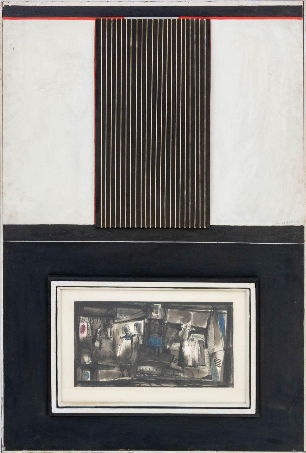 Signed Agudelo, Abstract Composition Assemblage on Board, 1966 - Mixed Media Art by Unknown