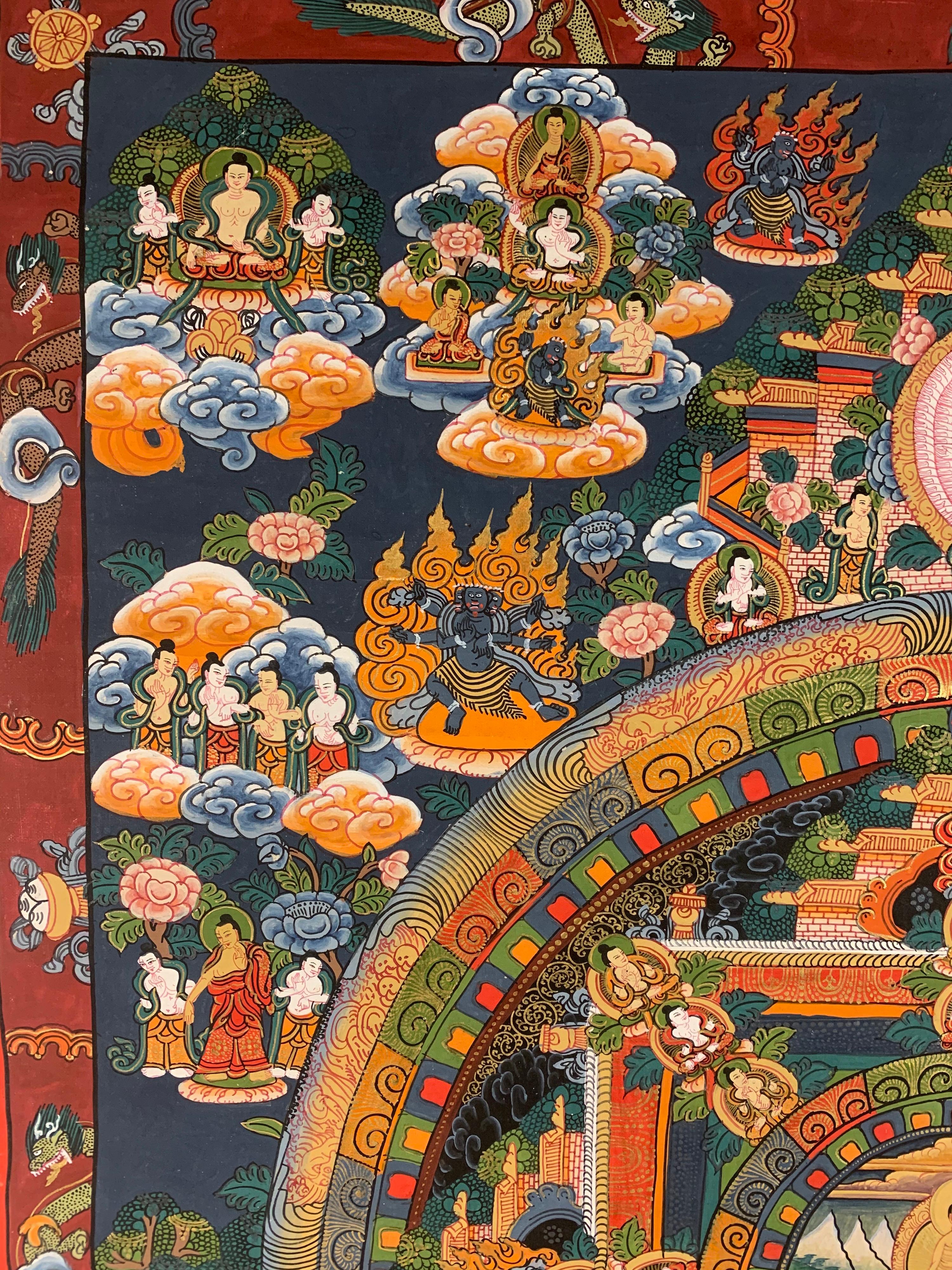 Single Mandala peint à la main  Thangka original  en vente 2