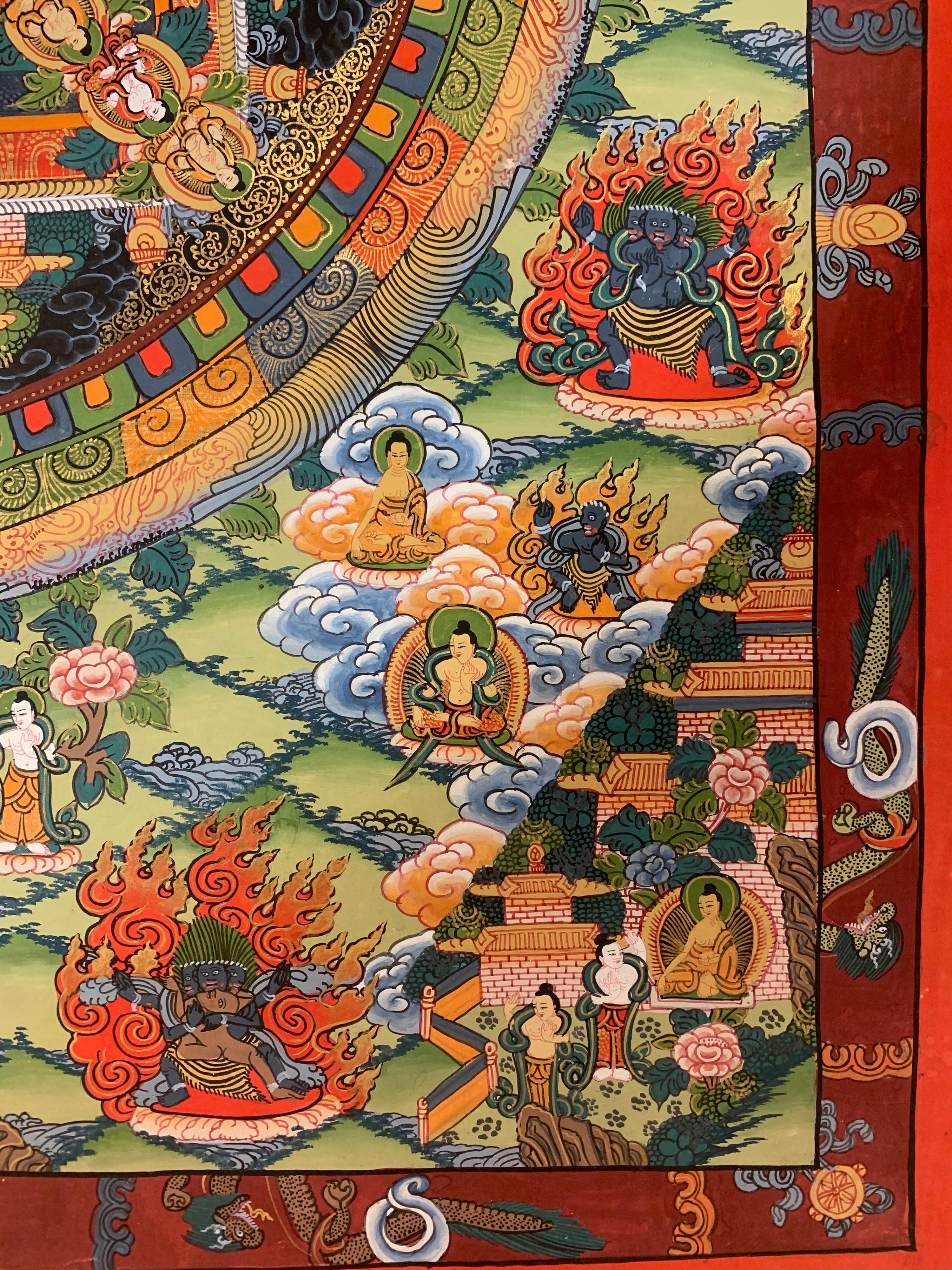 Single Mandala peint à la main  Thangka original  en vente 5