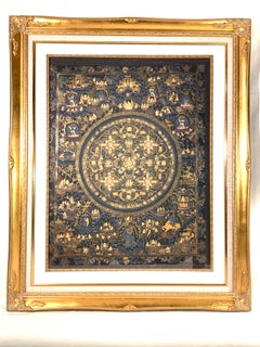 Single Mandala Original Hand Painted Thangka on canvas With Real 24 karat Gold