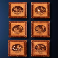 Antique Six Inlaid Panels Attr. to Luigi Mascaroni Italy XIX Century
