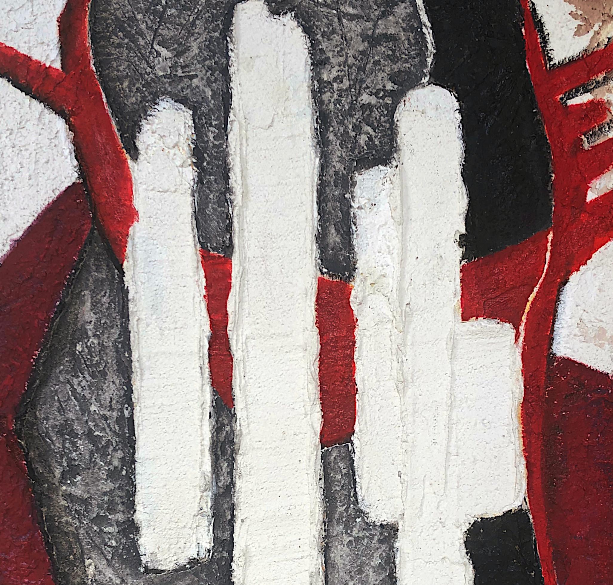 SOULIE, pittura astratta a tecnica mista su tela - Mixed Media Art Astratto di Unknown