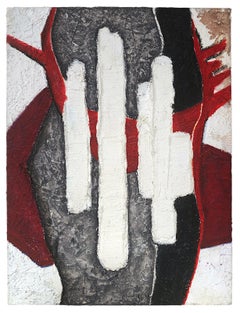 SOULIE, Abstract mixed media painting on canvas