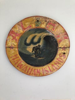 Steven Neill Hawaiiana Wood Surfing Sign