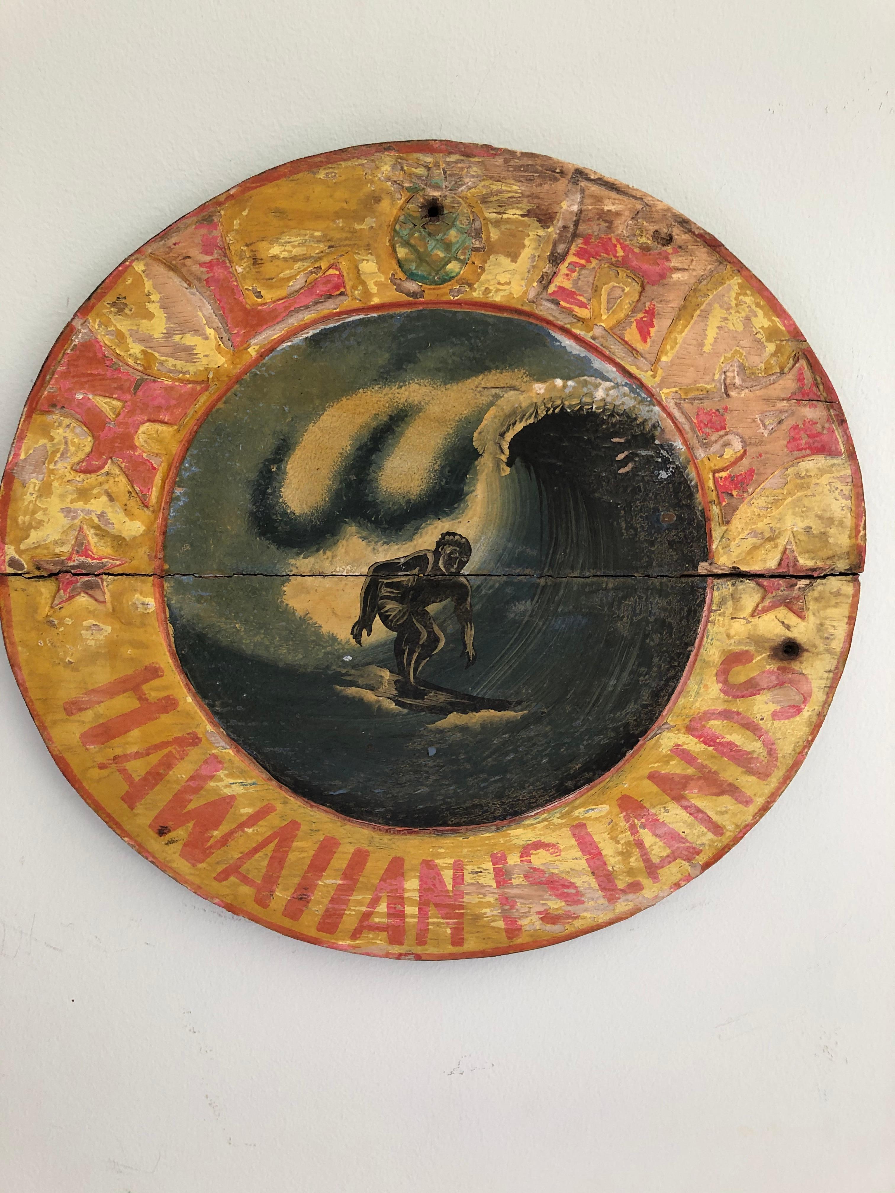 Steven Neill Hawaiiana Wood Surfing Sign - Mixed Media Art by Unknown