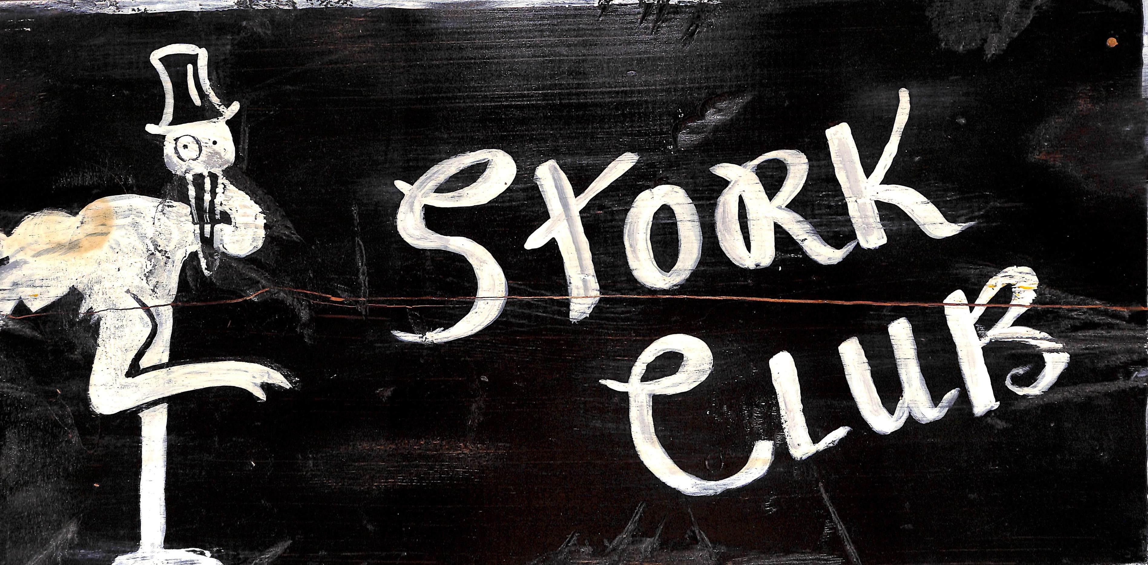 Stork Club Hand-Painted Wood Sign - Mixed Media Art by Unknown