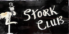 Used Stork Club Hand-Painted Wood Sign