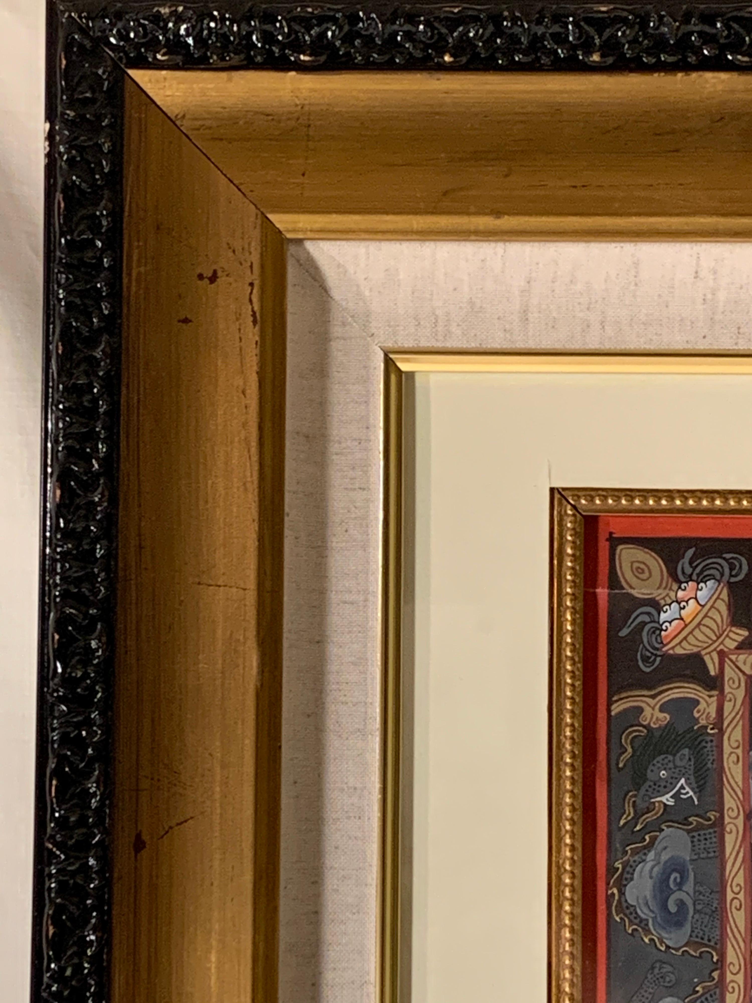 Framed Original Hand Painted Meditation Mandala Thangka on Canvas with 24K Gold  For Sale 6