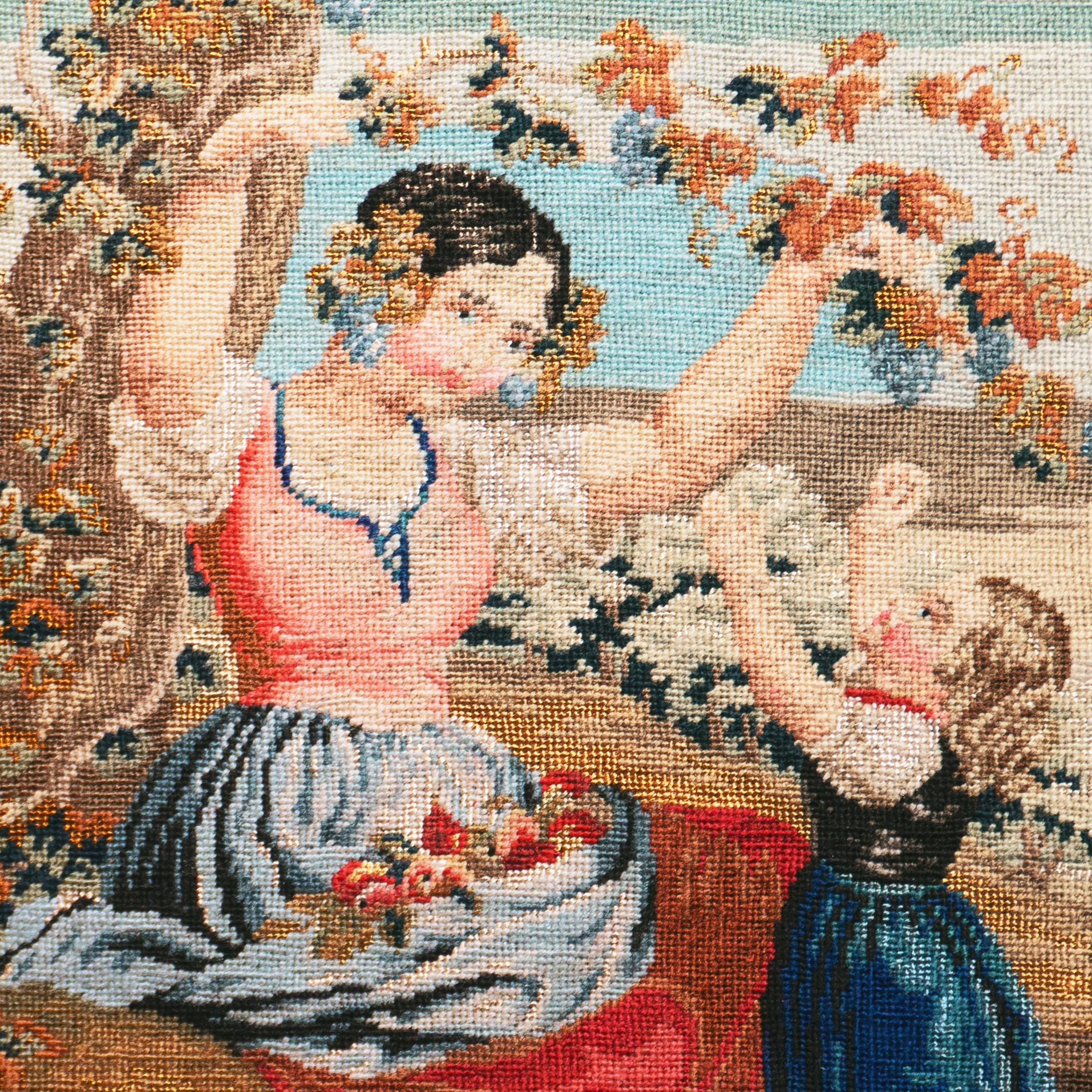 'The Lowered Bough', Figural Petit-point, Needlepoint, Mother, Daughter, Harvest For Sale 1