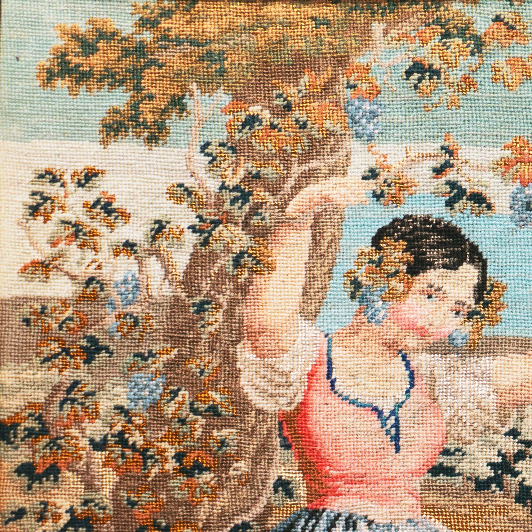 'The Lowered Bough', Figural Petit-point, Needlepoint, Mother, Daughter, Harvest For Sale 3