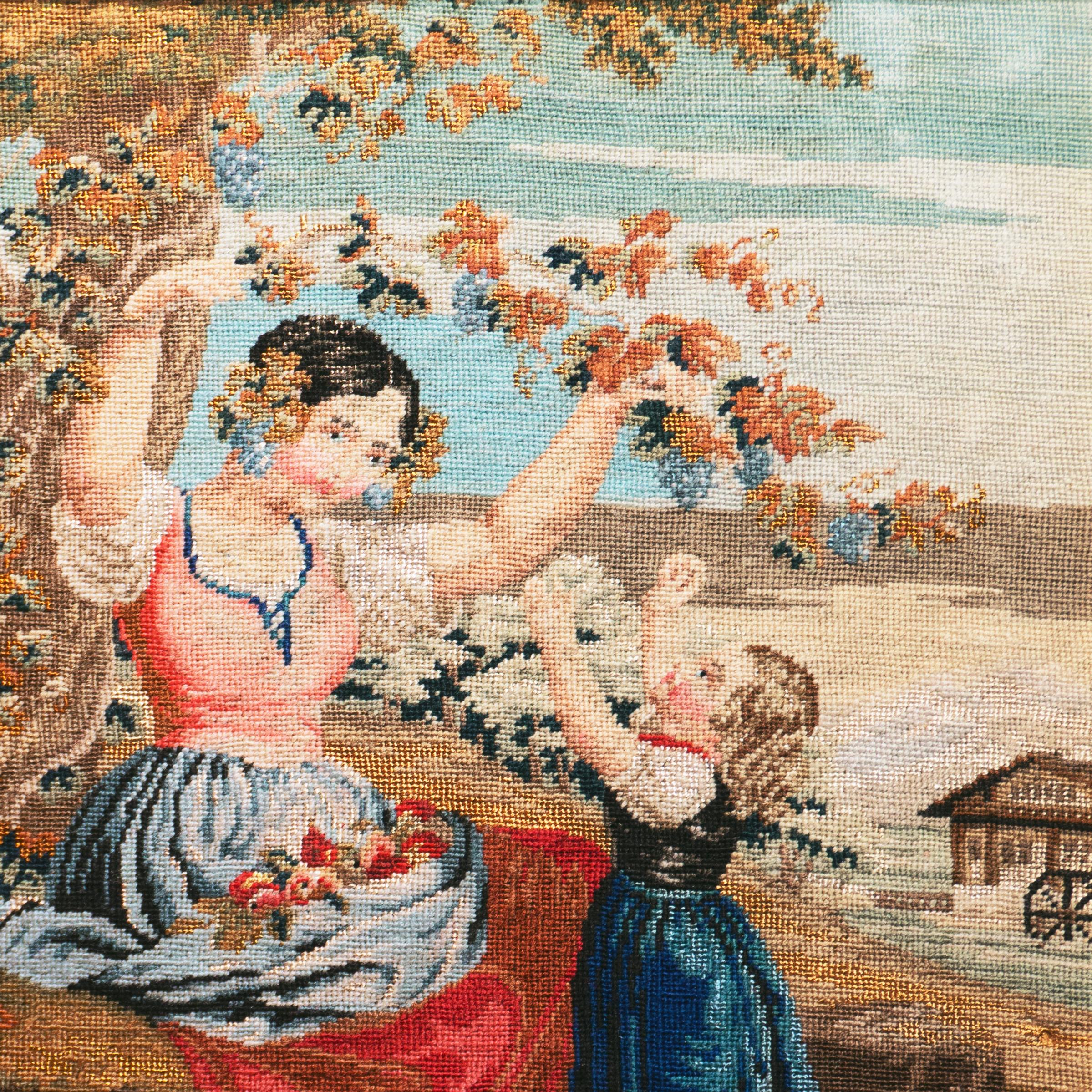 'The Lowered Bough', Figural Petit-point, Needlepoint, Mother, Daughter, Harvest For Sale 5