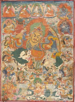 Tibetan Ancient Tangka with Jambhala - Late 19th Century